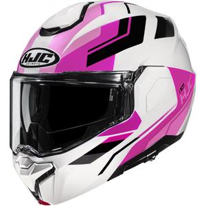 Atlenkiamas motociklo šalmas HJC i101 Krone MC8 balta-rožinė-juoda