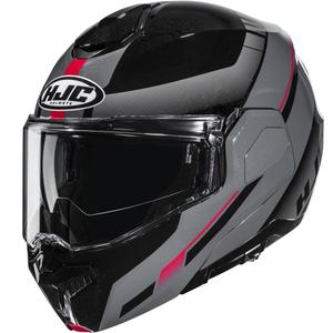 Atlenkiamas motociklo šalmas HJC i101 Mira MC1 juoda-pilka-raudona