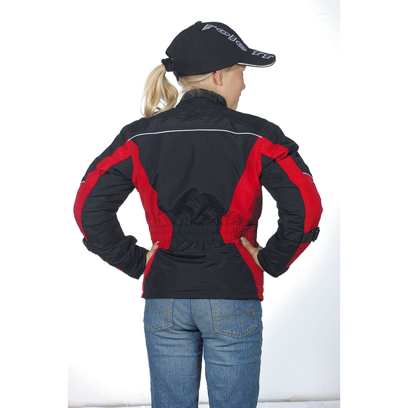 Vaikiška motociklininko striukė Roleff Taslan juoda-raudona