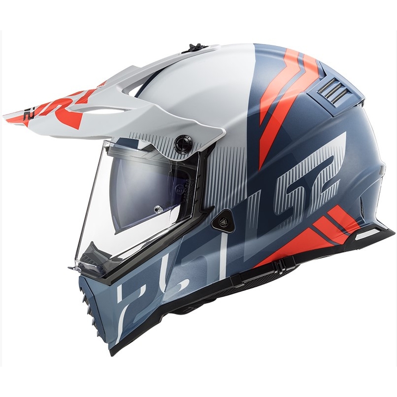 Enduro přilba LS2 MX436 Pioneer EVO Evolve bílo-modro-oranžová