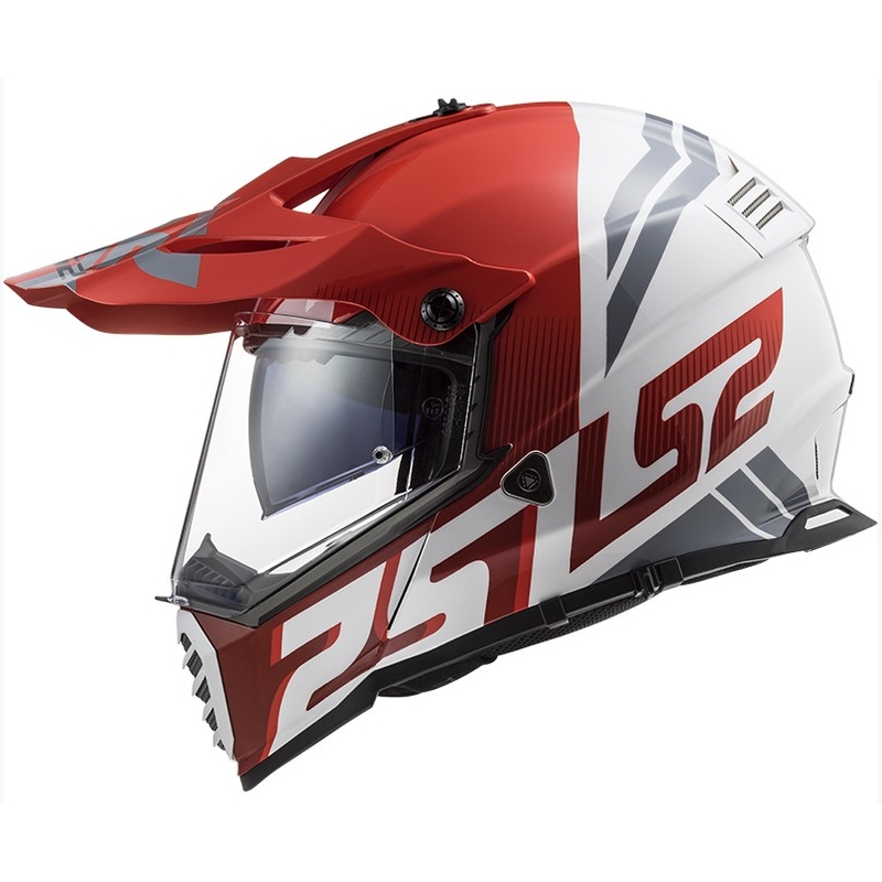 Enduro přilba LS2 MX436 Pioneer EVO Evolve bílo-šedo-červená