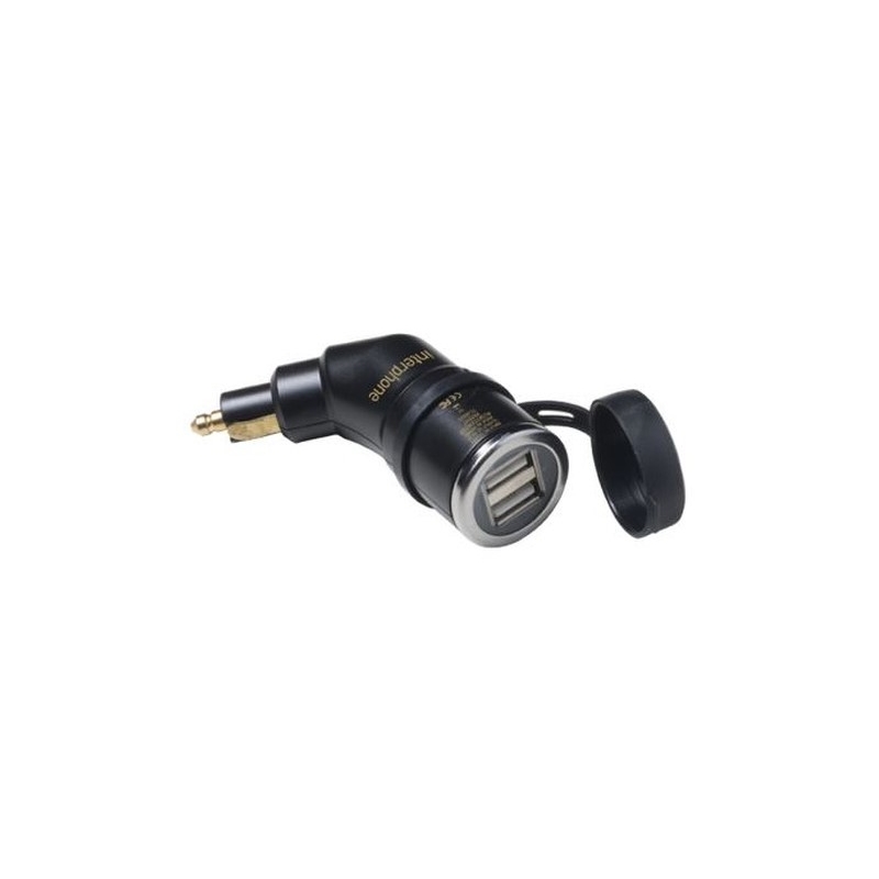DIN adapteris Tarpfonas su 2x USB išvestimi, skirtas motociklams, 2A