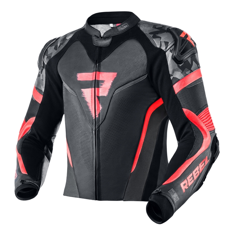 Rebelhorn Rebel juoda-fluo raudona motociklininko striukė išpardavimas