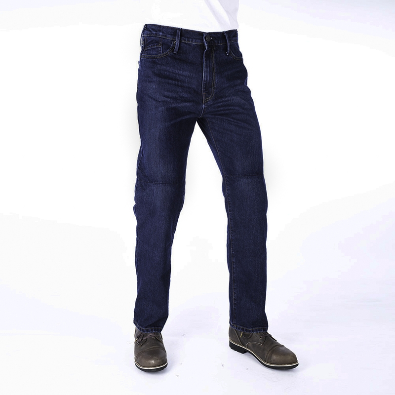 Zkrácené jeansy na motorku Oxford Original Approved Jeans seprané modré
