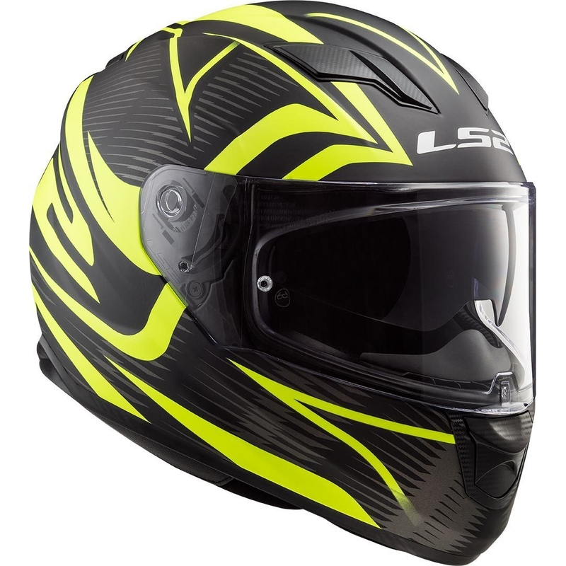 LS2 FF320 Stream Evo Jink juoda-fluo geltona integruotas motociklininko šalmas
