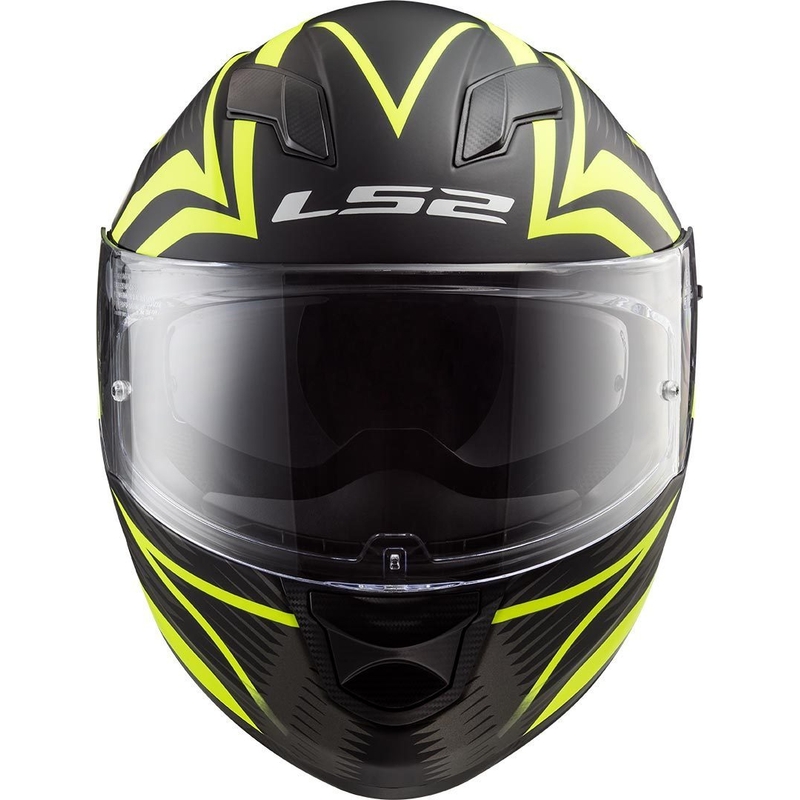LS2 FF320 Stream Evo Jink juoda-fluo geltona integruotas motociklininko šalmas
