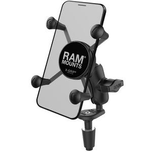 "RAM Mounts X-Grip" mobiliojo telefono laikiklis su laikikliu ant kaklo, skirtas motociklo vairui