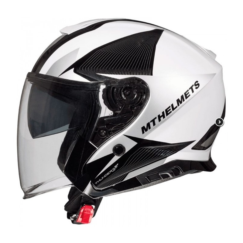 Otevřená přilba na motorku MT Thunder 3 SV Wing černo-bílo-stříbrná