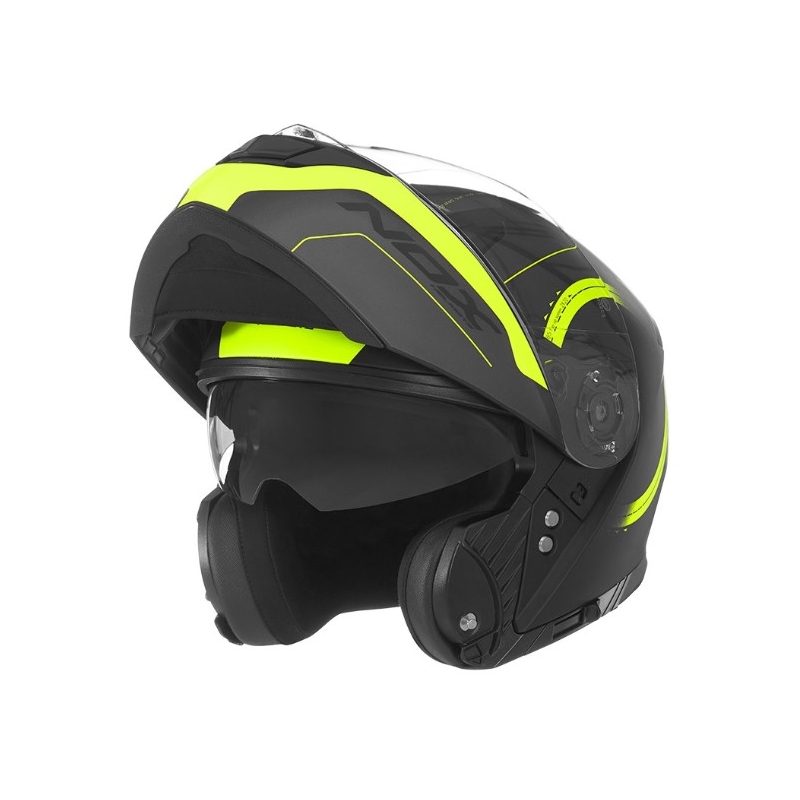 Vyklápěcí přilba na motorku NOX N965 Peak černo-žlutá výprodej