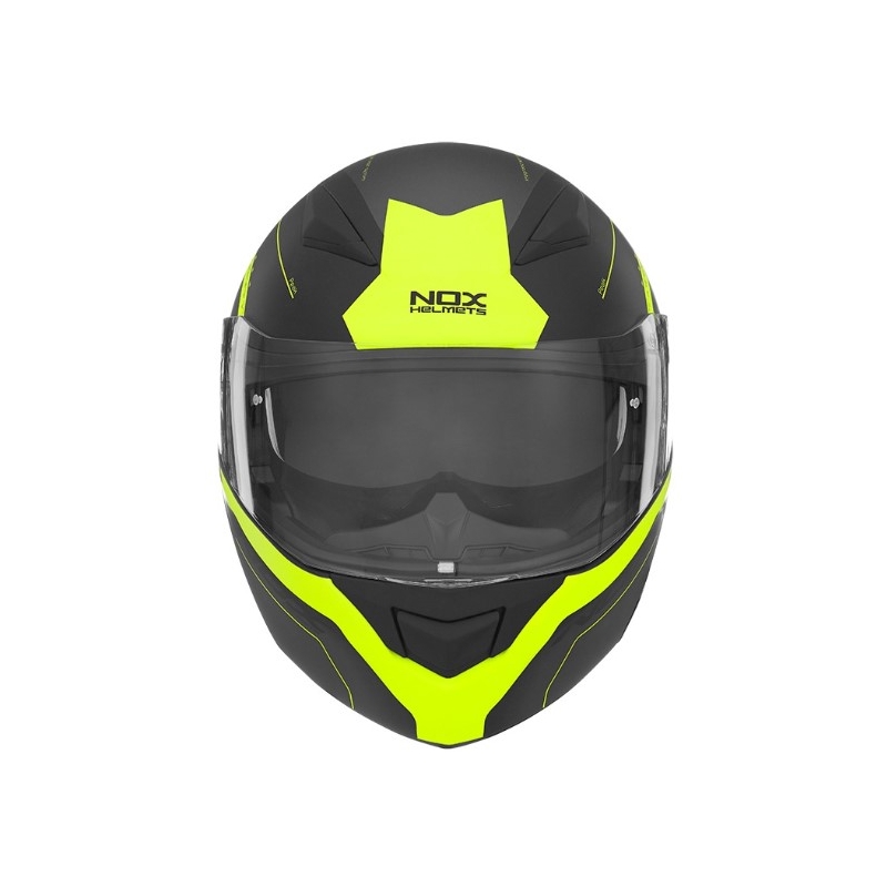 Vyklápěcí přilba na motorku NOX N965 Peak černo-žlutá výprodej