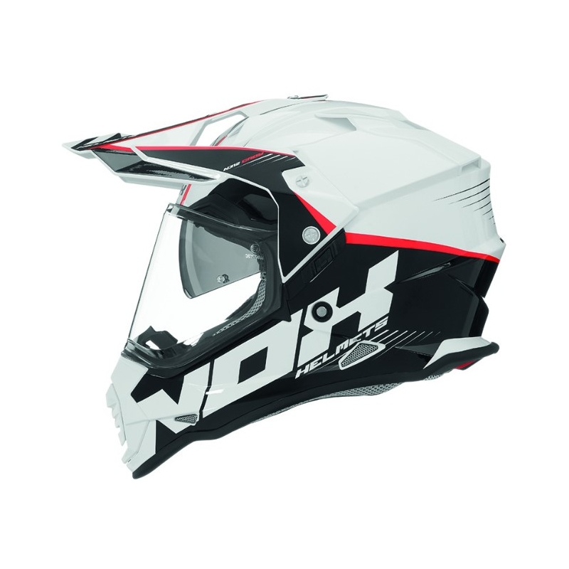 Enduro přilba NOX N312 Crow bílo-černo-červená
