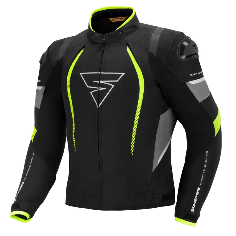 Bunda na motorku Shima Solid Pro černo-šedo-fluo žlutá